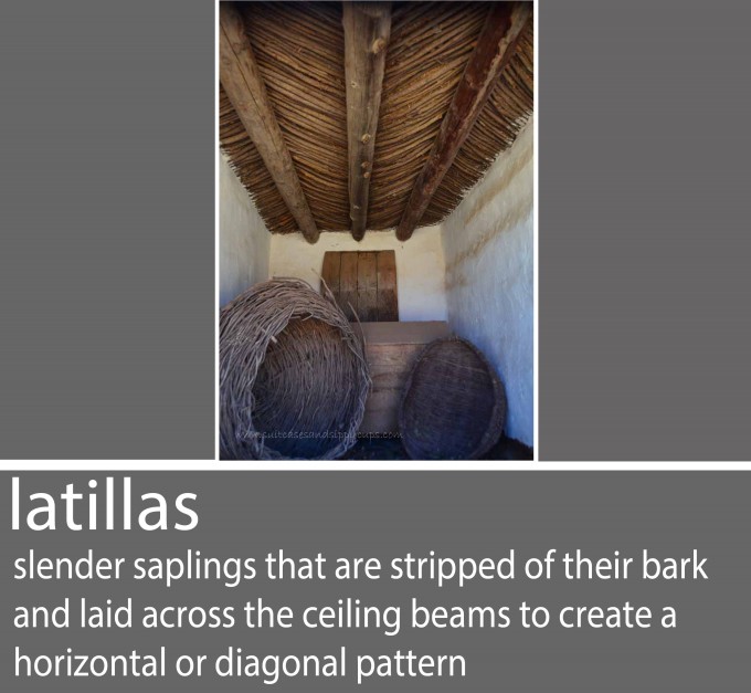 slender saplings that are stripped of their bark and laid across the ceiling beams to create a horizontal or diagonal pattern