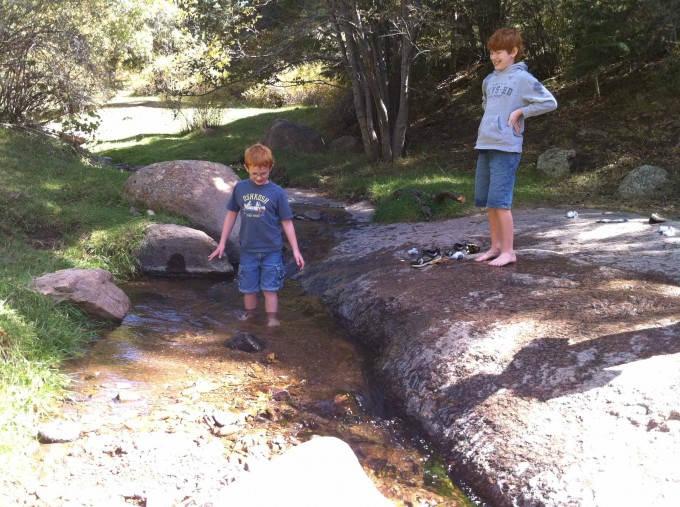 wading in a river