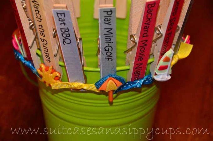 bucket list with clothespins for kids