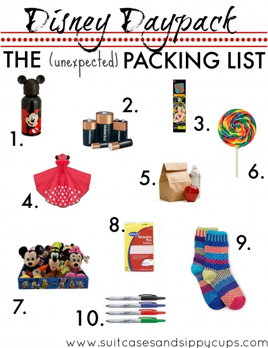 disney daypack packing list unexpected