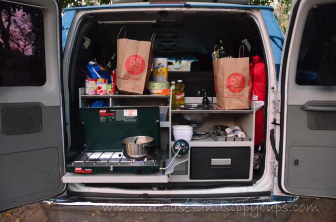 kitchen of a campervan