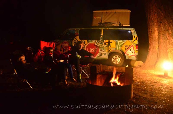 campfire with campervan
