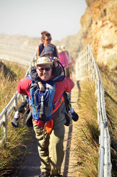 climbing the stairs at Point Reyes