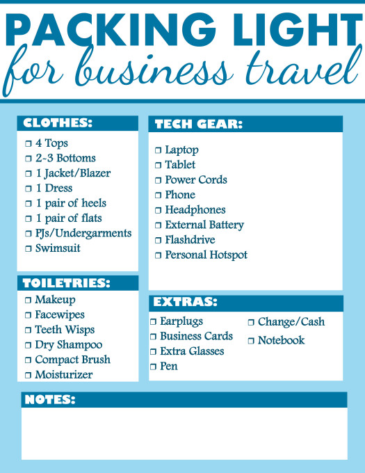 packing light for business travel