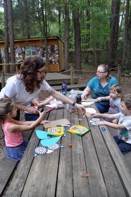 Making paper owls at Charlotte