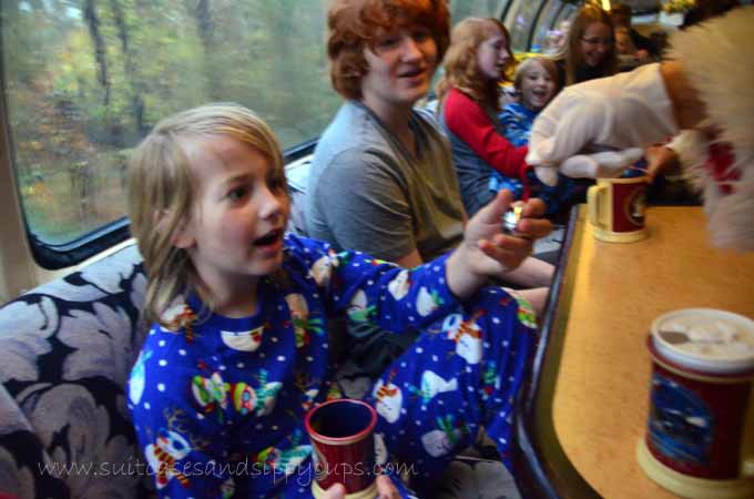 getting a bell from Santa on the Polar Express